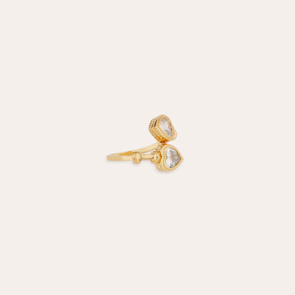 Bague Duality Amore strass dorée 