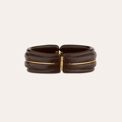 Bracelet Ecume acetate doré - Marron