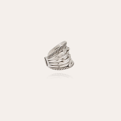 Anillo «Etincelle» con cabujones plateados