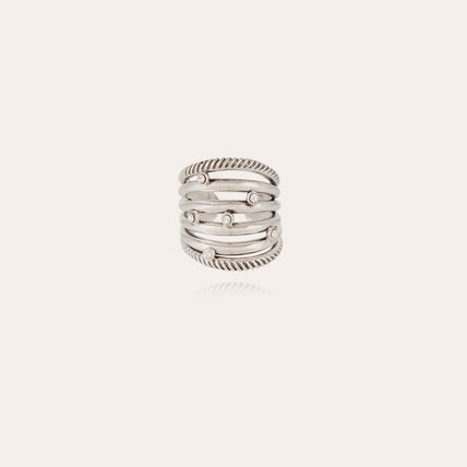 Anillo «Etincelle» con cabujones plateados