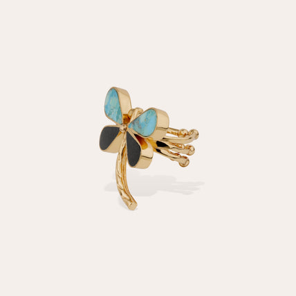 Bague Libelula dorée - Turquoise