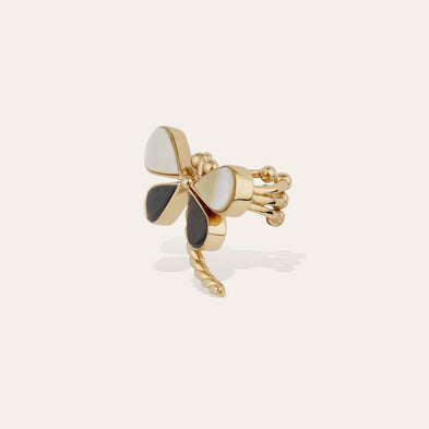 Bague Libelula dorée - Nacre Blanche