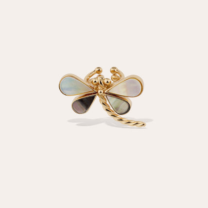 Bague Libelula dorée - Nacre Blanche