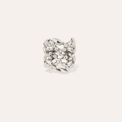 Bague Olea manchette argentée
