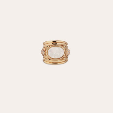 Bague Simone - Strass & Nacre blanche