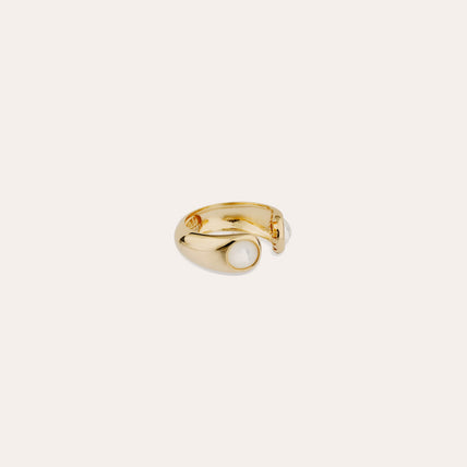 Gold Saint Germain Ring - White Mother-of-Pearl