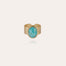 Bague Totem Ovo grand modèle dorée - Turquoise