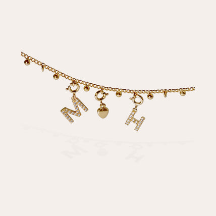 Charms pendentif lettre H strass doré