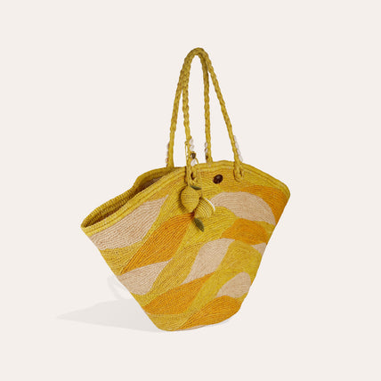 Sac panier Les Salins raphia - Moutarde