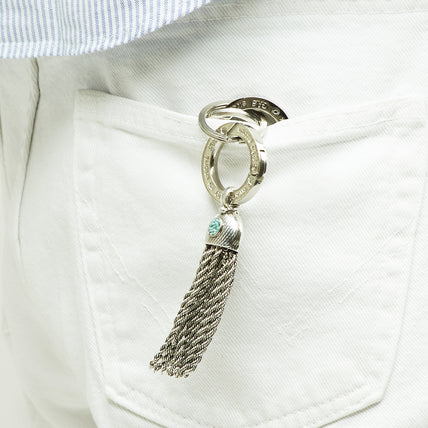 silver-plated Cabochon Pom-Pom Keychain