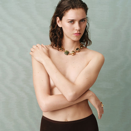 Collier Square Rainbow doré - Vessonite