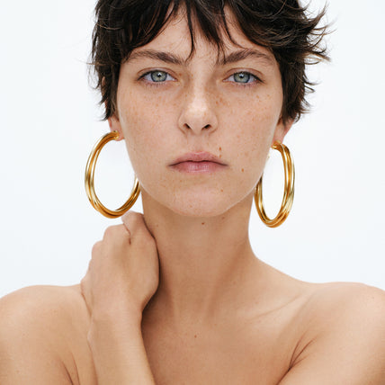 Boucles d'oreilles créoles Atik grand modèle dorées