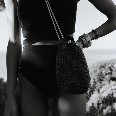 Soul raffia drawstring bag