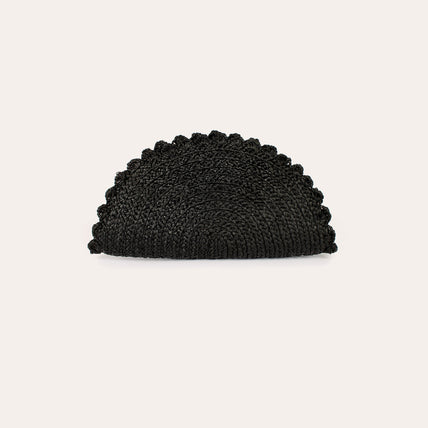Sun Raffia Clutch Bag - Black
