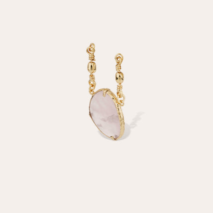 Pendentif serti doré - Quartz rose
