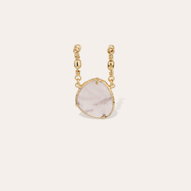 Pendentif serti doré - Quartz rose