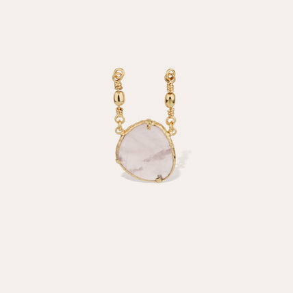 Pendentif serti doré - Quartz rose
