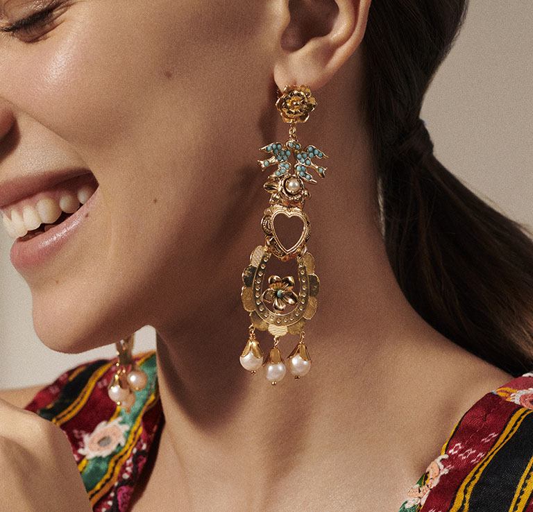 Destination Mexico - Pierced / Stem - Tassels earrings - Hoop earrings - Stone set earrings