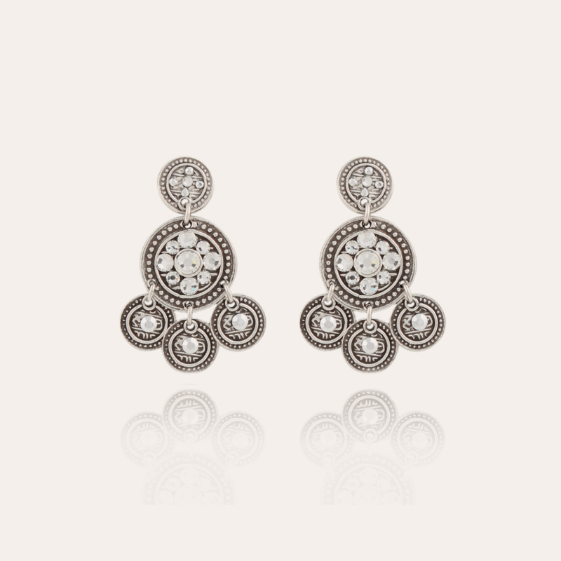 Sequin two rows earrings silver