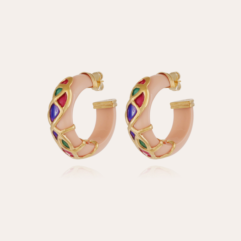 Abalone Bis enamel earrings gold - Pink