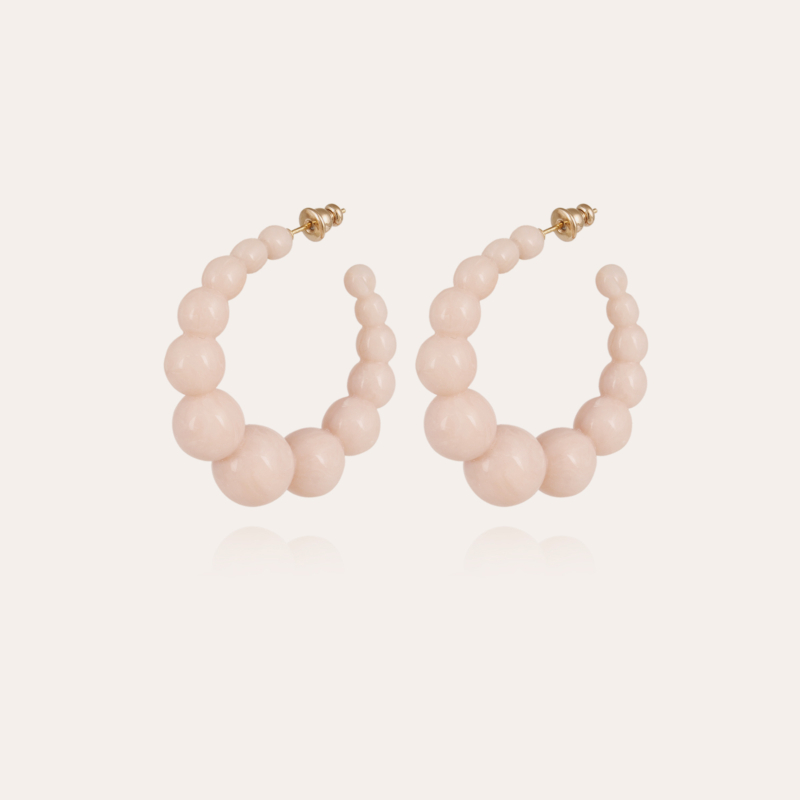 Andy hoop earrings small size acetate gold - Light pink