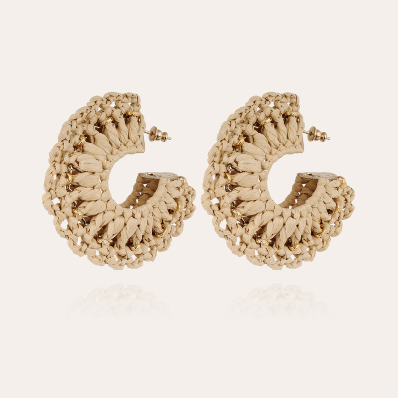 Crocus earrings raffia gold