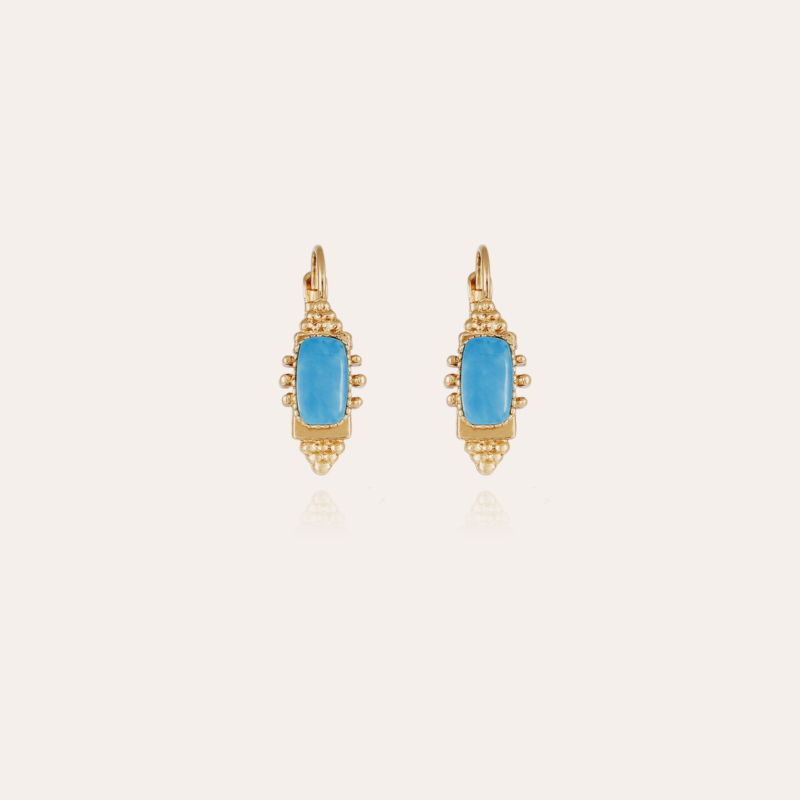 Serti Talisman earrings small size gold - Turquoise