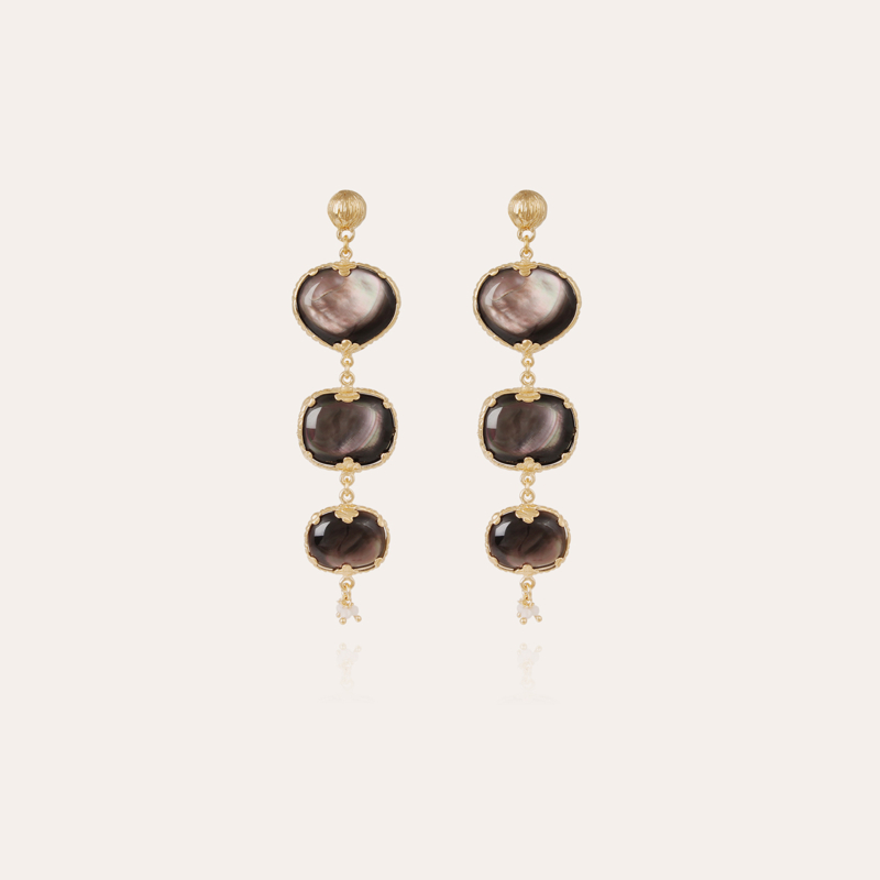 Silene mother-of-pearl earrings gold - Grey Mother-of-pearl