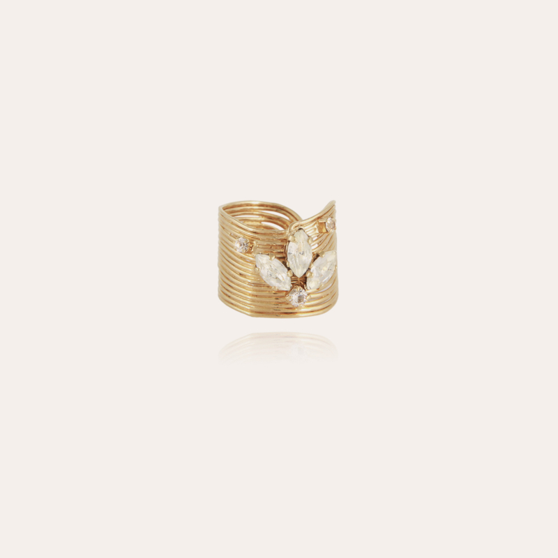 Wave strass ring gold