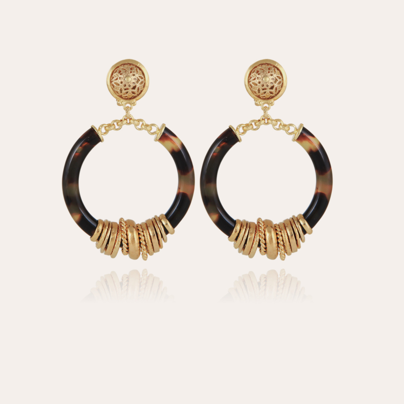 Mariza earrings small size acetate gold - Tortoise