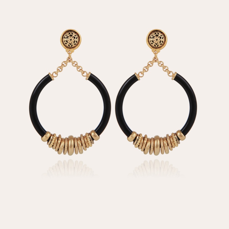 Mariza earrings acetate gold - Black