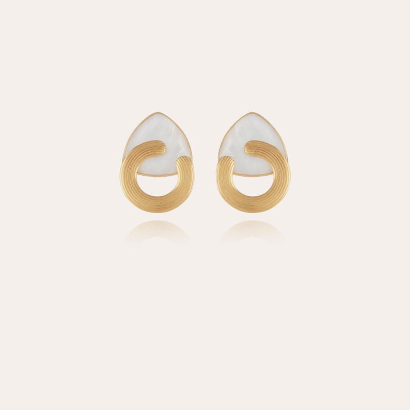 Boucles d'oreilles Anémone dorées - Nacre blanche