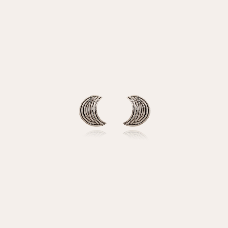 Luna Wave studs earrings small size silver Brass covered with genuine  silver - Creations for Women Jewellery - Création Gas Bijoux