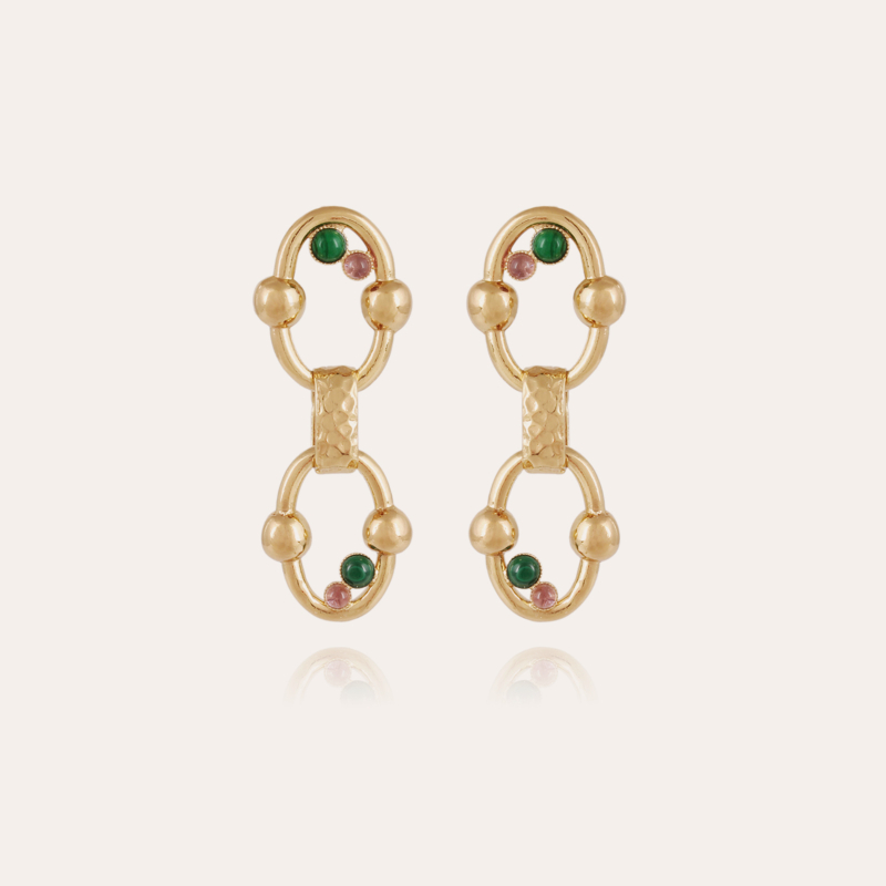 Rivage Serti earrings gold - Malachite