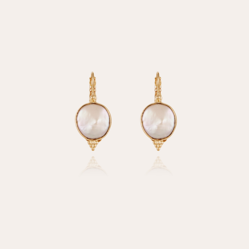 Serti mother-of-pearl earrings gold - White Mother-of-pearl
