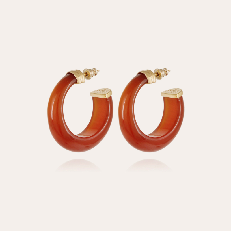 Abalone hoop earrings acetate gold - Red