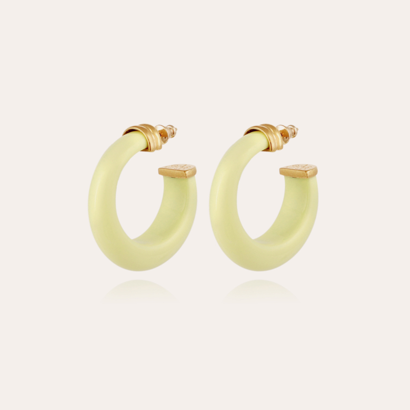 Abalone hoop earrings acetate gold - Neon yellow