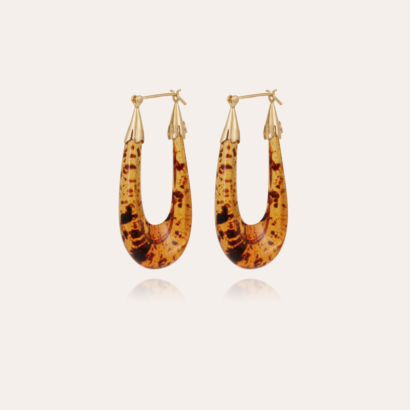 Ecume earrings acetate gold - Tortoise