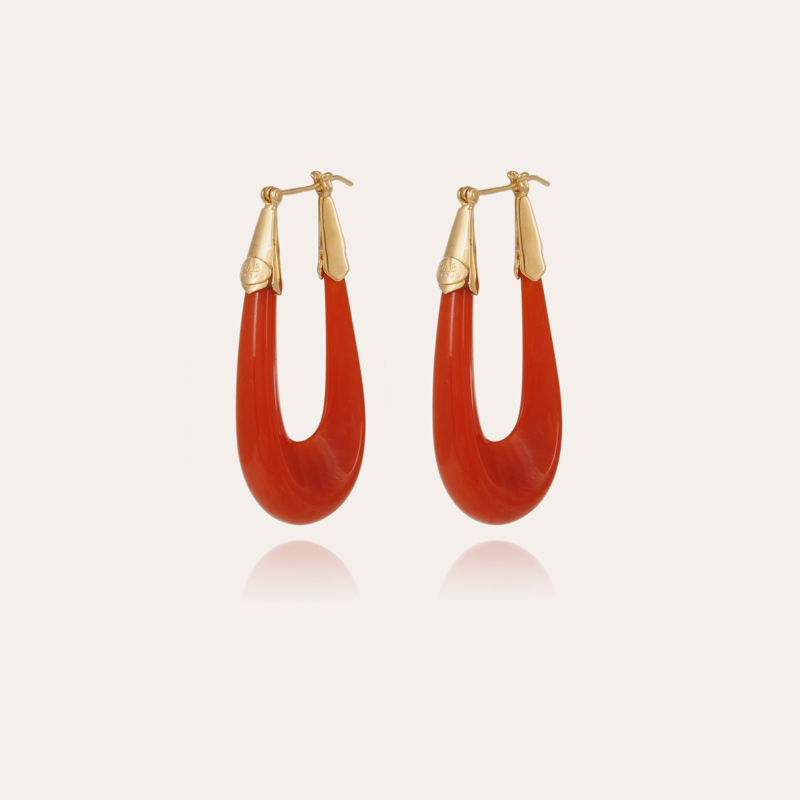 Ecume earrings acetate gold - Red