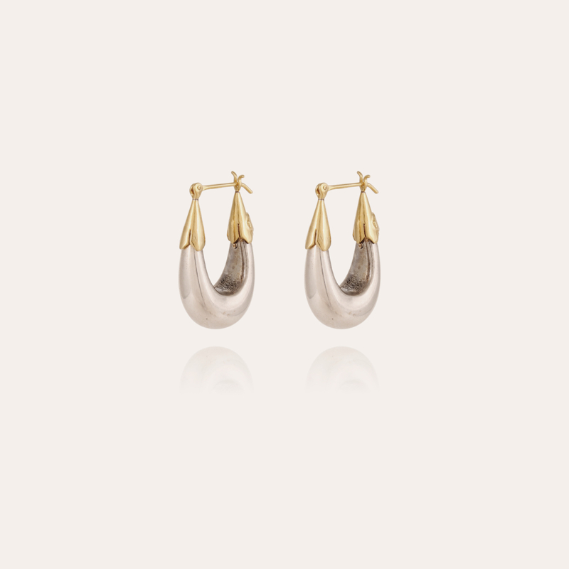 Ecume earrings small size bicolor silver