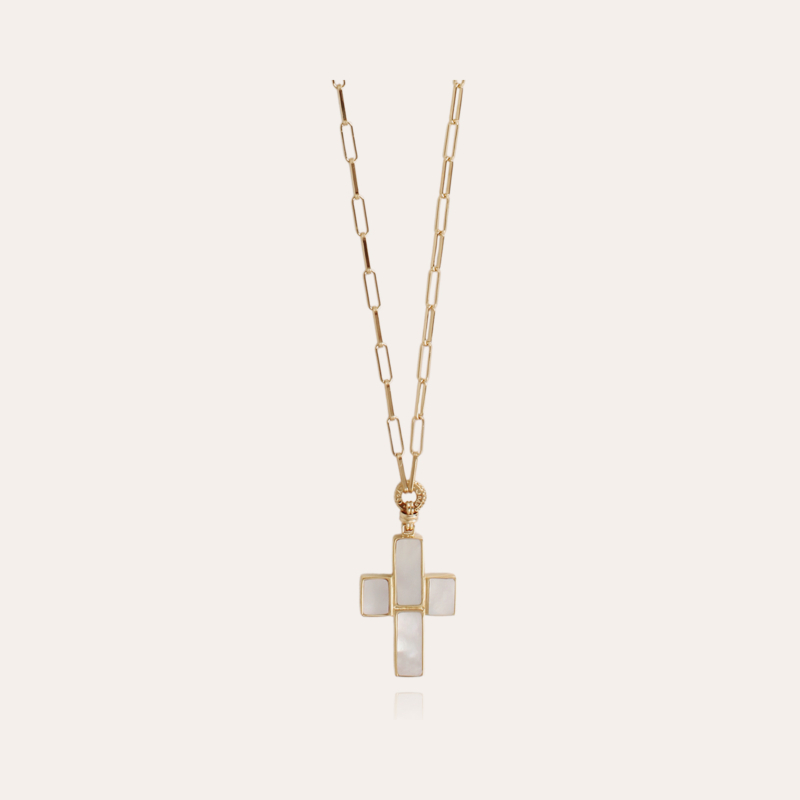 Croix long necklace gold - White Mother-of-pearl