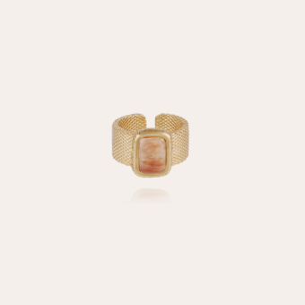 Totem Pierre ring large size gold - White Mother-of-pearl Gold plated -  Creations for Women Jewellery - Création Gas Bijoux