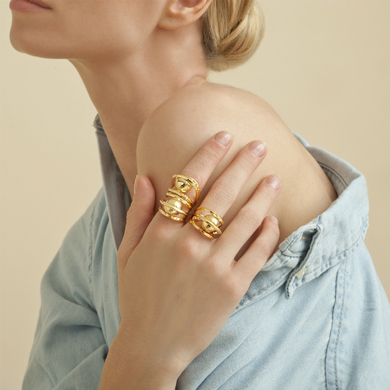 Jupiter ring gold Gold plated - Creations for Women Jewellery - Création Gas  Bijoux