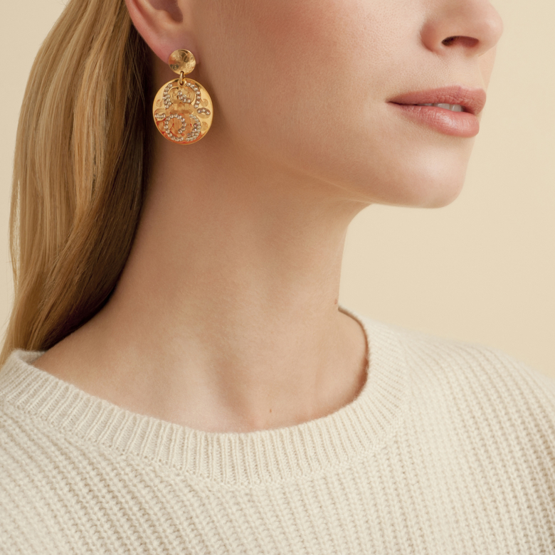 Boucles d'oreilles Diva strass petit modèle dorées Métal doré à l'or fin -  Bijoux Créations femme - Création Gas Bijoux