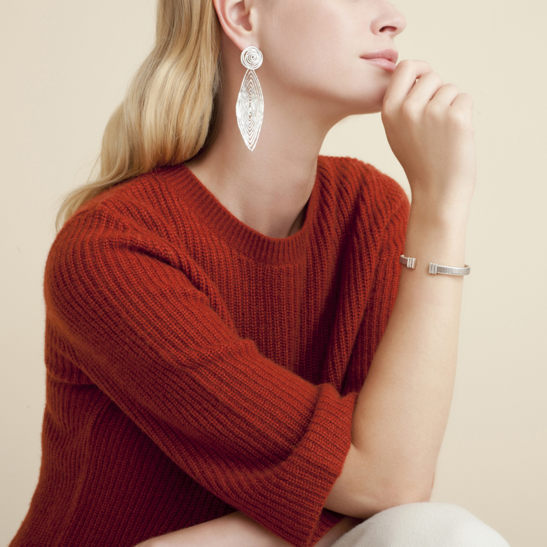 Boucles d'oreilles Longwave grand modèle argentées Métal argenté - Bijoux  Femme - Création Gas Bijoux