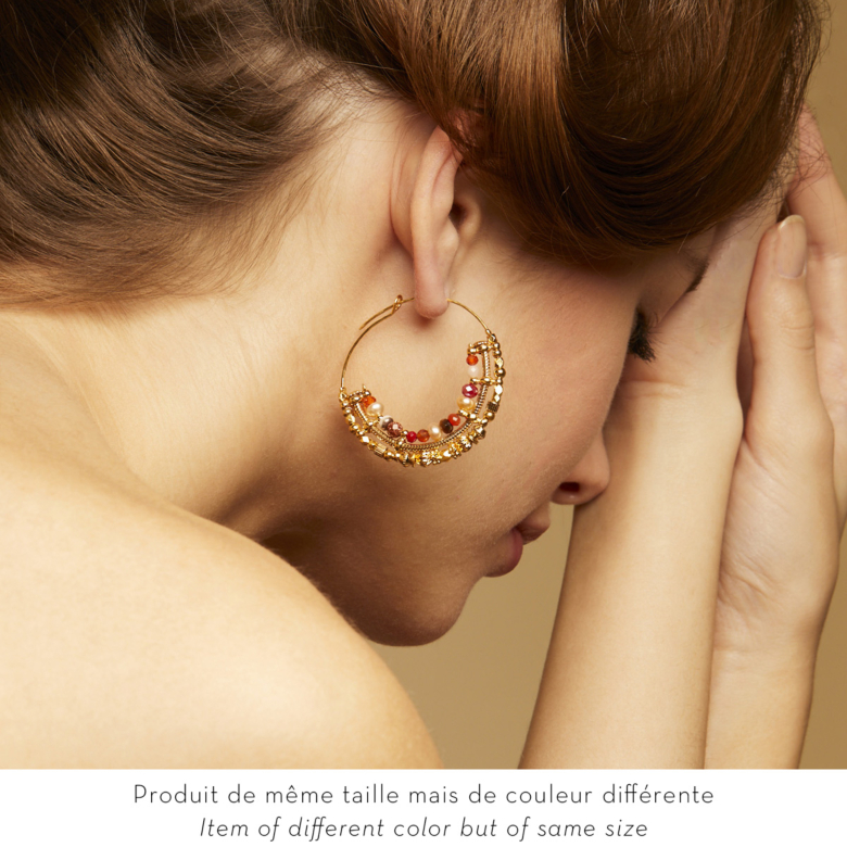Boucles d'oreilles créoles Comedia Serti mini dorées Métal doré à l'or fin  - Bijoux Créations femme - Création Gas Bijoux