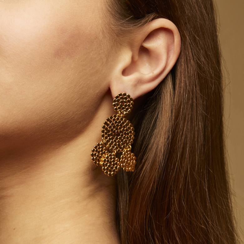 Boucles d'oreilles Lucky Sequin petit modèle dorées Métal doré à l'or fin -  Bijoux Créations femme - Création Gas Bijoux