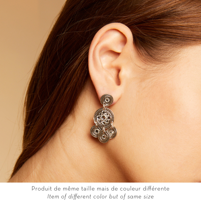 Boucles d'oreilles Sequin deux rangs argentées Métal argenté - Bijoux  Créations femme - Création Gas Bijoux