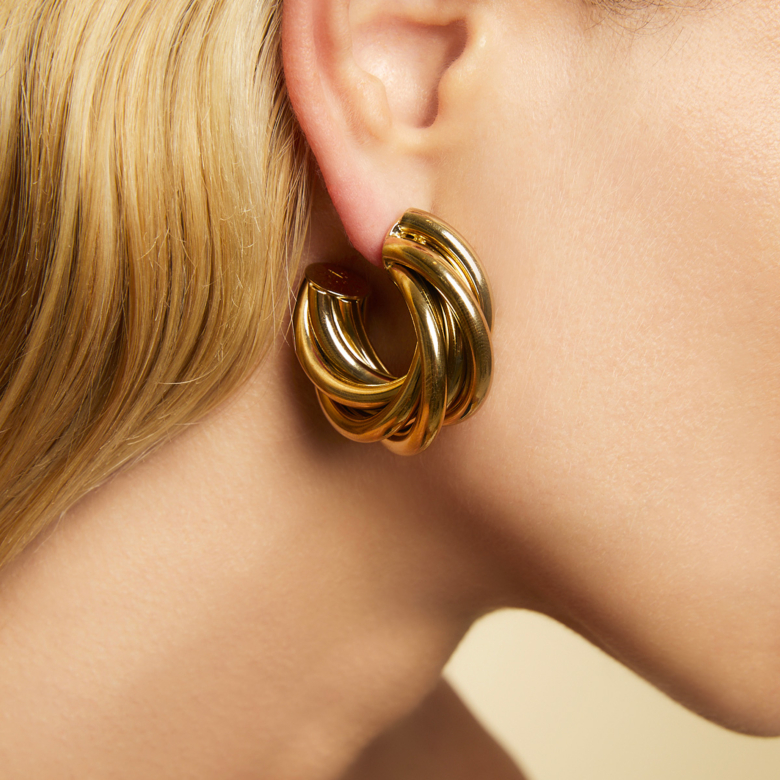 Boucles d'oreilles créoles Atik petit modèle dorées Métal doré à l'or fin -  Bijoux Créations femme - Création Gas Bijoux