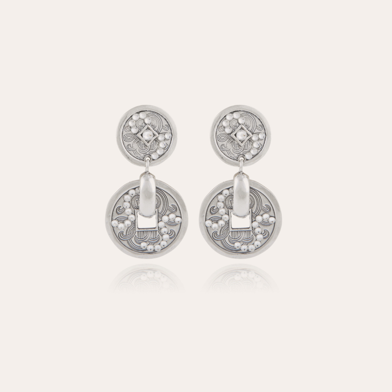 Aurelia strass earrings silver Brass covered with genuine silver -  Creations for Women Jewellery - Création Gas Bijoux